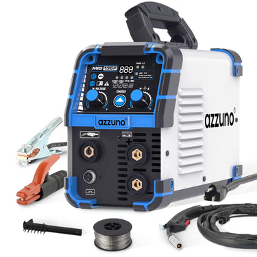 AZZUNO 135 Amp MIG Welder, 3 in 1 Multiprocess Welder 110V Flux Core Welder Flux MIG/Lift TIG/Stick Welding Machine Synergic Control IGBT Inverter Welder (volts, 110)